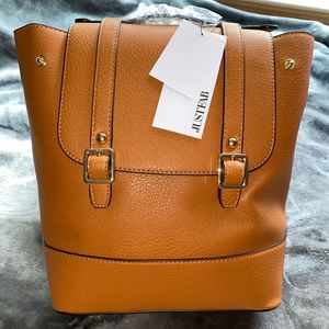 JustFab, Messenger Backpack, Cognac